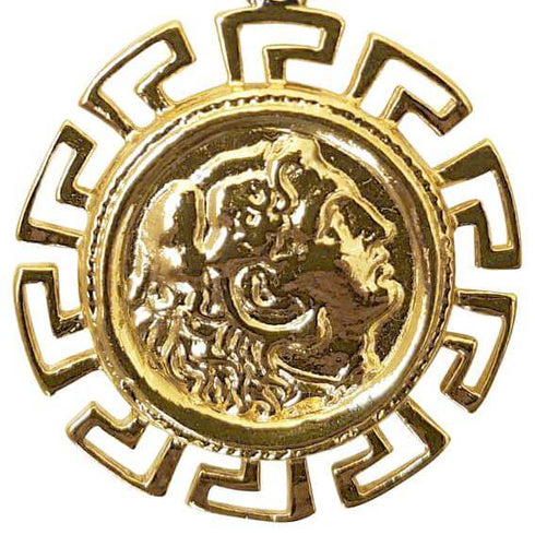 Alexander The Great Greek Key Pattern Coin Pendant